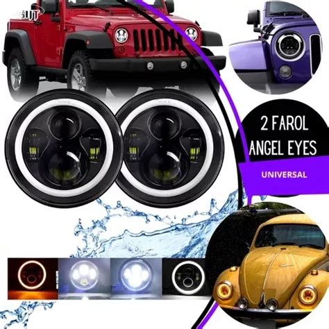 Par Farol Angel Eyes Defender Led Jeep Troller Fusca Kombi