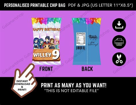 Personalised Printable Itsfunneh Chip Bag Itsfunneh Cake Etsy