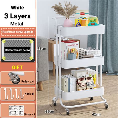 SG StockMovable Trolley Rack Ktichen Storage Trolley Utility Cart