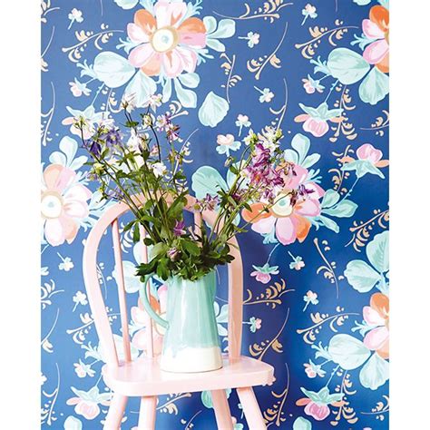 Lyse Blue Painted Flowers Wallpaper By Eijffinger Tapeten