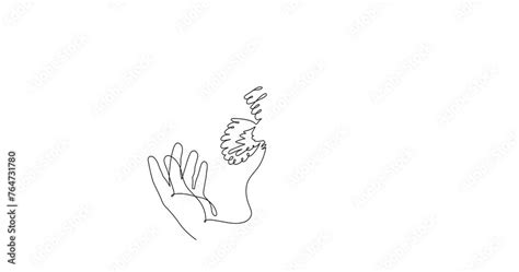 Hand With Dove Of Peace And Olive Branch One Line Art Animation