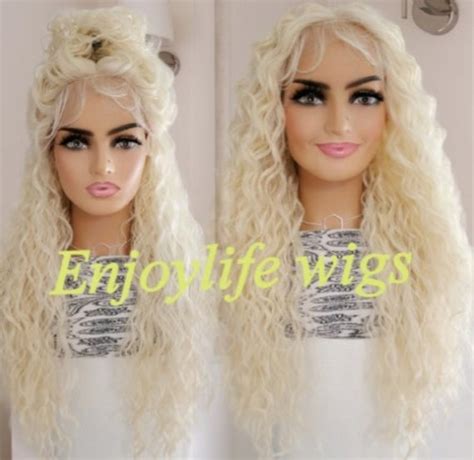 Sexy Water Wave Bleach Blonde Curly H D Lace Front Wig Etsy