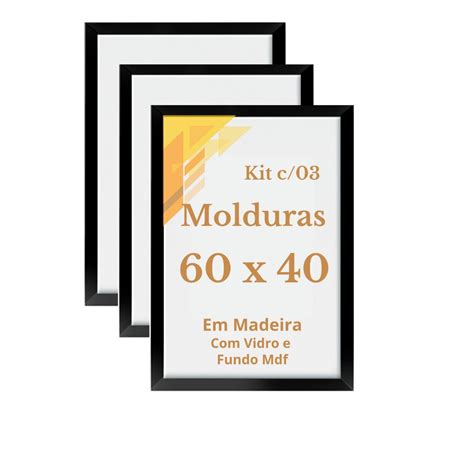 Molduras Para Quadro Com Vidro - Kit 3 Molduras 60x40 Com Vidro Moldura Quadros 40x60 | Shopee Brasil