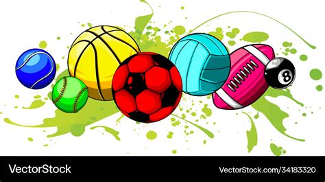 Cartoon Sports Balls Set Royalty Free Vector Image