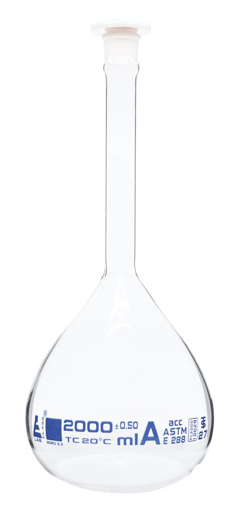 Volumetric Flask 2000ml Astm Class A Polypropylene Stopper Bor — Eisco Labs