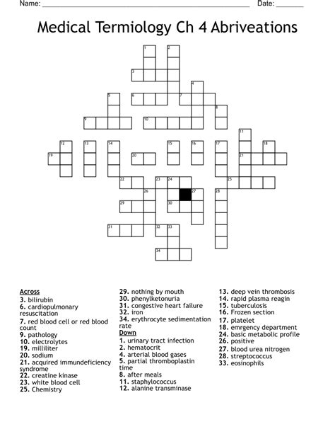 Medical Termiology Ch Abriveations Crossword Wordmint