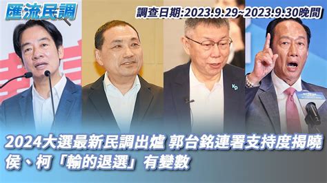 匯流民調／2024大選最新民調出爐 郭台銘連署支持度揭曉 侯、柯「輸的退選」有變數【cnews】 Youtube