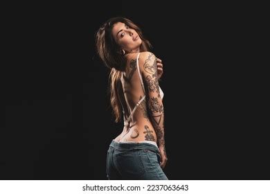 Sexy Woman Studio Portrait White Lingerie Stock Photo