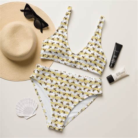 Honey Bee High Waisted Bikini Bumble Bees Bikini Full Coverage Bikini Plus Size Bikini