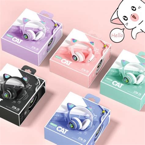Беспроводные Bluetooth наушники с ушками с LED подсветкой Cat Ear STN ...