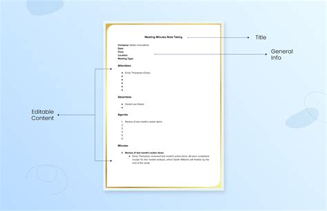 Meeting Minutes Note Taking Template in Word, PDF, Google Docs, Apple ...