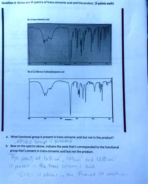 SOLVED Below Are Spectra Of Trans Cinnamic Acid And The Product 5