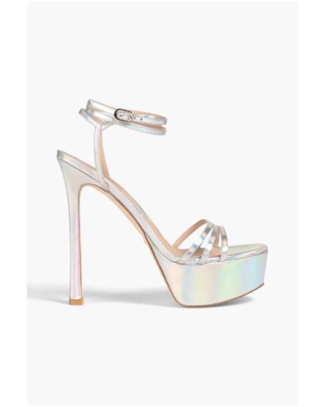 Stuart Weitzman Soiree Iridescent Effect Leather Platform Sandals