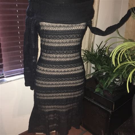 Max Studio Dresses Lacy Black And Nude Cocktail Dress Poshmark