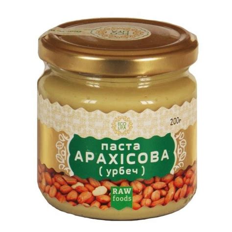 Сыроедческая арахисовая паста (урбеч) натуральная Ecoliya 200 мл ...