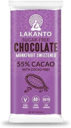 Lakanto Sugar Free Chocolate Bars Dark Cacao Keto Cocoa Nibs