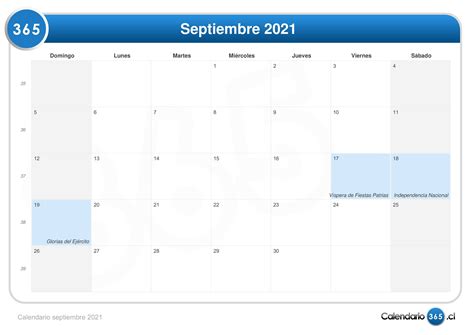 Calendario De Septiembre 2021 1