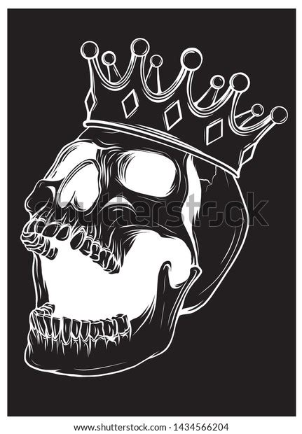 Hand Drawn King Skull Wearing Crown Stock Vector Royalty Free