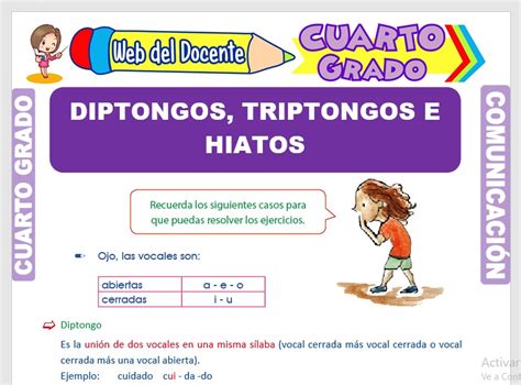 Diptongo Triptongo Hiato Para Cuarto De Primaria Fichas Para Imprimir