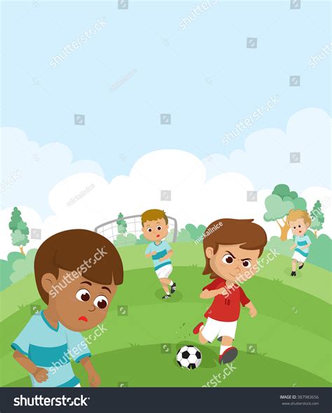 Children Playing Football Matchvector Illustration Stock Vector (Royalty Free) 387983656 ...