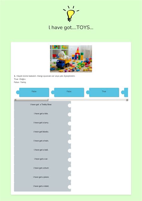 L Have Got TOYS Interactive E Worksheet Quickworksheets