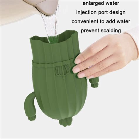 Cute Thickened Warm Silicone Explosion Proof Water Filled Hot Water Bag Green Alexnld
