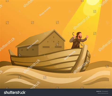 Noah Ark Great Flood Biblical Scene Stock Vector Royalty Free