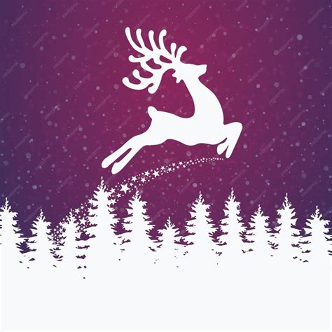 Premium Vector | Reindeer winter background stars and snow