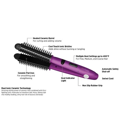 Instyler Ionic Styler Pro Hot Brush Flat Iron Purple Tanga