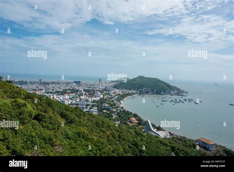 Panoramic View Of Vung Tau City And Coast From Homay Hilltop Theme Park With Blue Sky Vung Tau