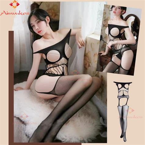 Jual AIMVUKES COD Sexy Lingerie Women S Transparent Sexy Bodystocking Open File One Piece