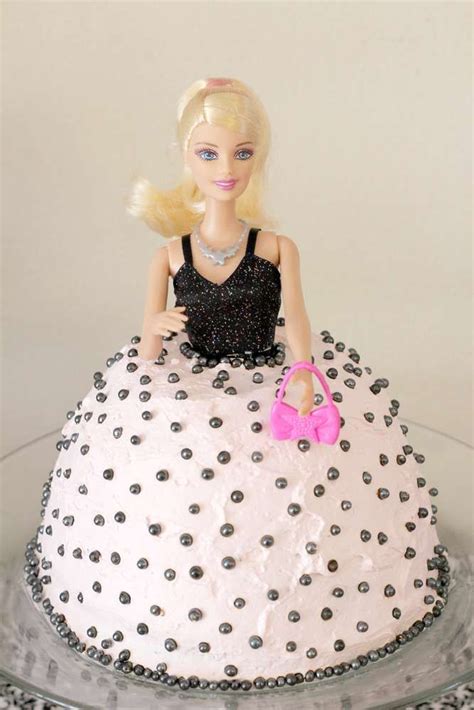 Pretty doll cake at a Barbie birthday party! See more party planning ...