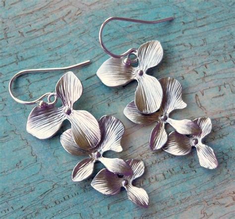 Sterling Silver Orchid Earrings