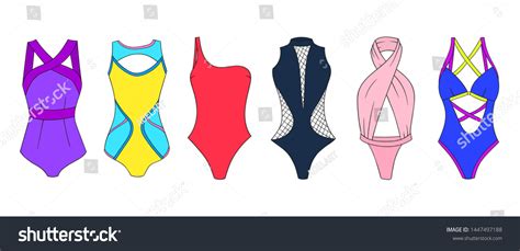 Swimming Suits Set Doodle Bikini One Stock Vector Royalty Free