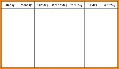 Fill In Blank 7 Day Printable Weekly Schedule Template blank schedule ...