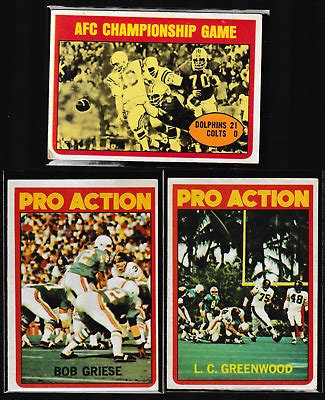 1972 Topps Football 3 Different Cards Griese Greenwood Pro Action 132