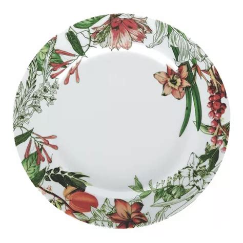 Juego De 6 Platos Planos De Porcelana Con Marcador De Acerola 30 Cm