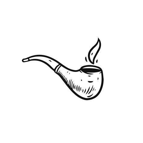 Smoke pipe. Hand drawn black color vector art. Doodle icon. 22175036 ...