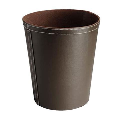 12 Litre Bedroom Waste Bin Luxury Faux Leather Dark Brown