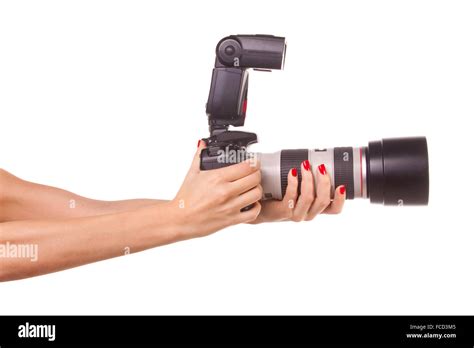 Female Holding Camera Close Up Lens Cut Out Stock Images And Pictures Alamy
