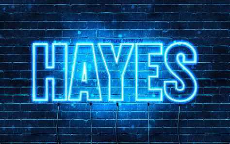 Hayes With Names Horizontal Text Hayes Name Blue Neon Lights With