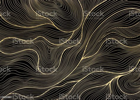 Vector Art Cover Layout Template Golden Wavy Curved Line Background