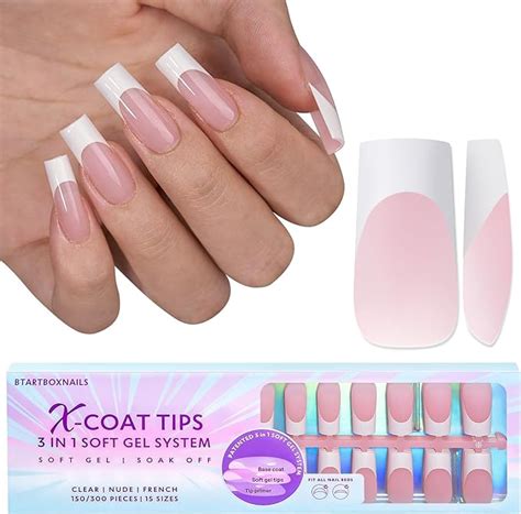 BTArtboxnails French Gel Nail Tips 150Pcs Press On Nails Pink Long