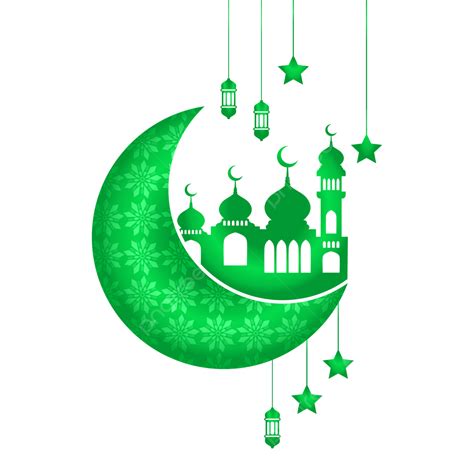 Gambar Bulan Ramadhan Kareem Dan Warna Hijau Lentera Vektor Ramadan