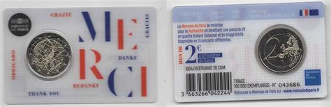 Frankreich 2 Euro Münze Medizinische Forschung 2020 Coincard Merci