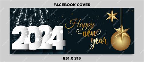 Premium Vector | Happy new year greeting facebook banner design