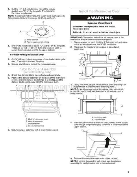 Whirlpool WMH32519FS Microwave Oven Installation Instructions