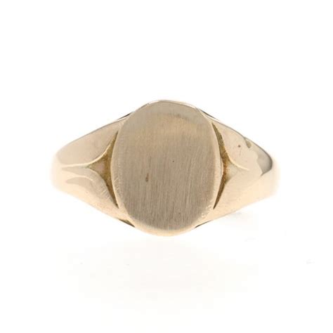 Yellow Gold Vintage Engravable Signet Ring 10k Oval Ebay