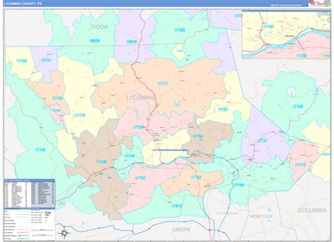 Lycoming County Pa Wall Map Color Cast Style By Marketmaps Mapsales