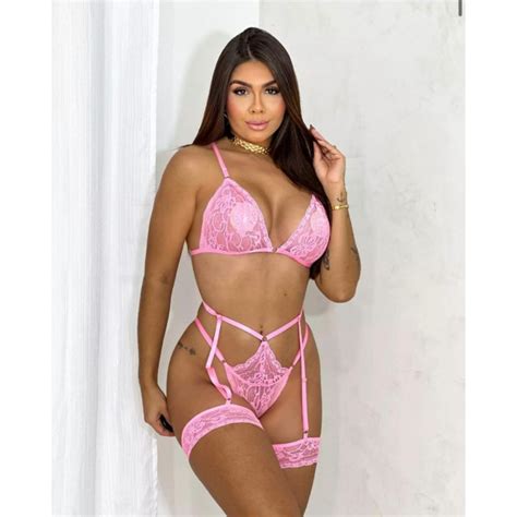 Conjunto Lingerie Renda Gladiadora Completo Sexy Luxo Gringa Shopee